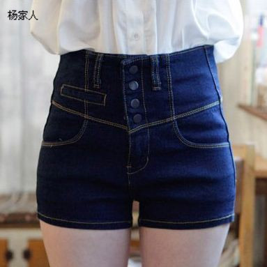 High Quality !! Spring and summer 2013 denim shorts single breasted high waist shorts butt-lifting single-shorts tight female