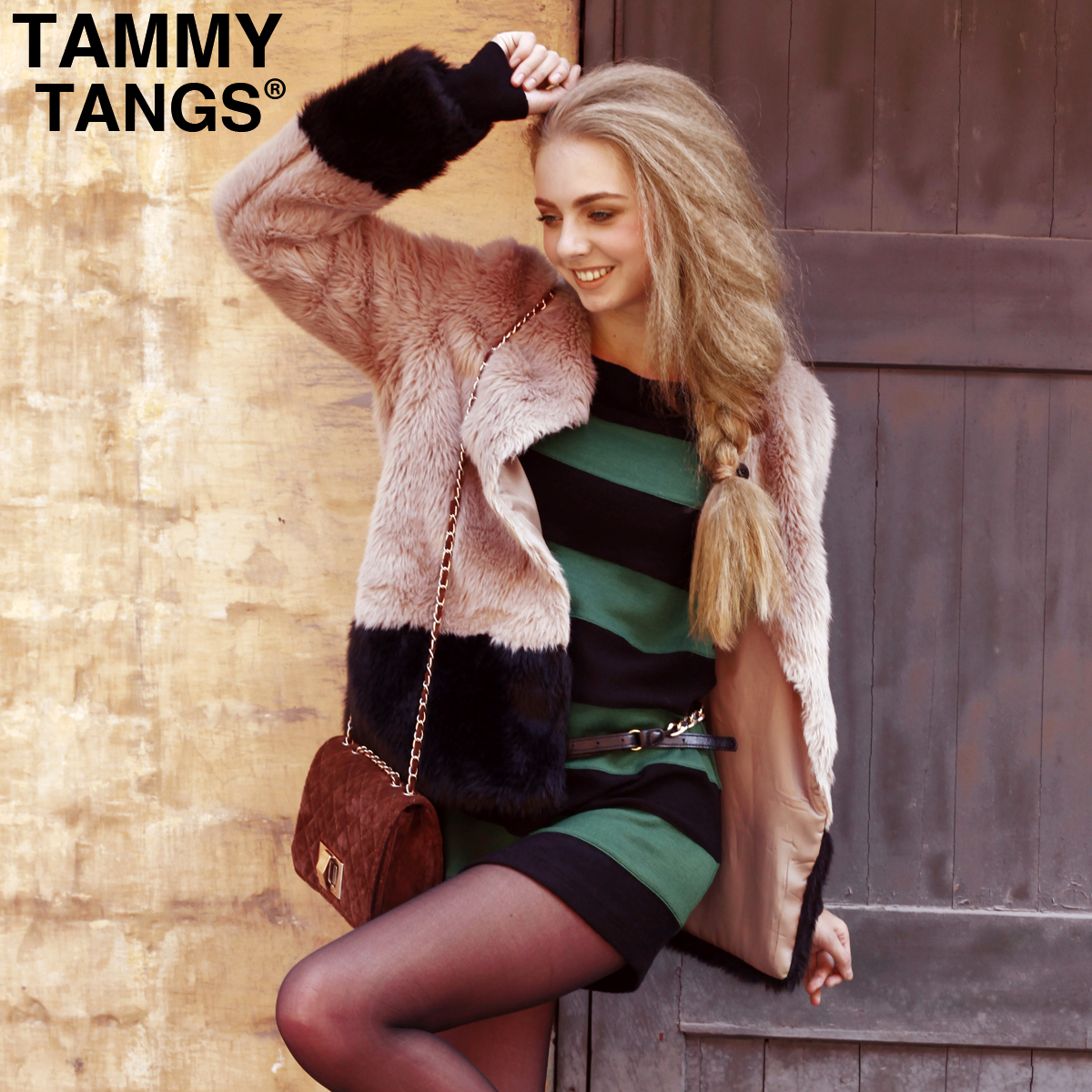 High Quality Tammy tangs2012 autumn women's double colorant match faux fur wool faux fur