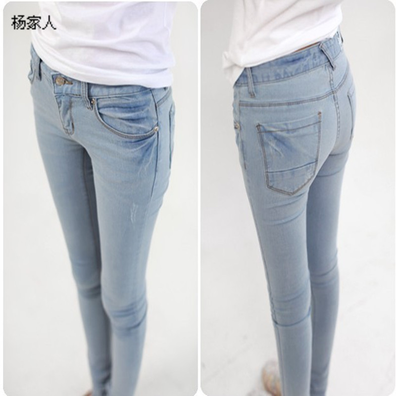 High quality ! Tight 2013 light color elastic cotton jeans 100% women's jeans pencil pants skinny pants