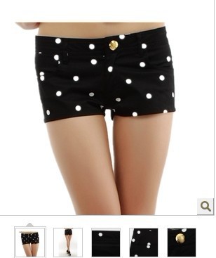 High quality women's fashion summer black polka dot short trousers female 1128