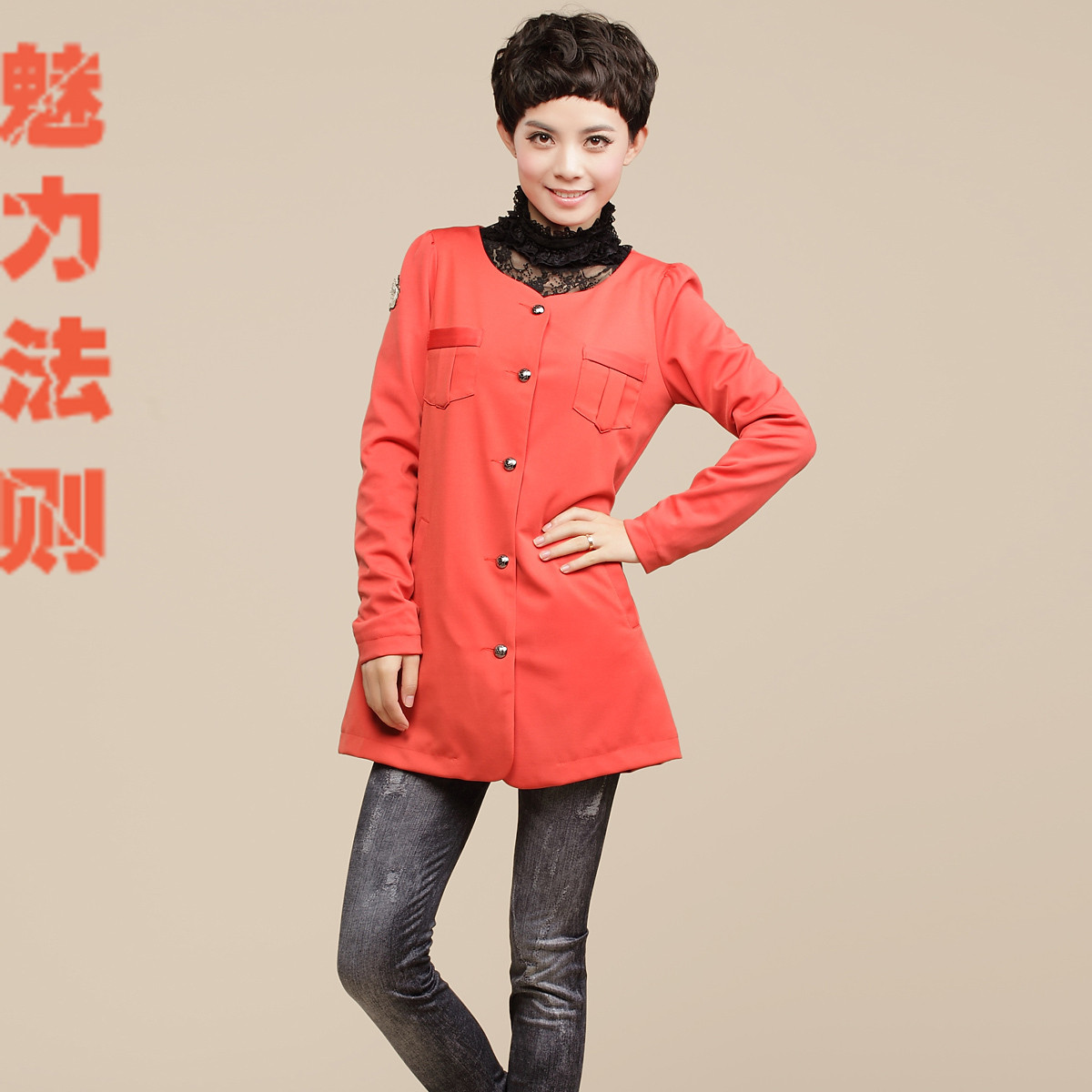 High quality women's knitted medium-long korean o-neck trench female outerwear spring and summer