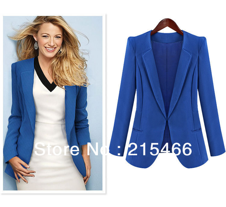 High Quality Women's Spring Autumn Coat Small formal/leisure Suit Jacket Black/Blue S/M/L/XL Free Shipping Wholesale and Retail