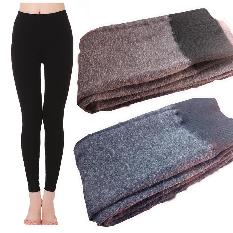 High quality wool socks legging ball women's double layer thickening warm cashmere pants high waist pants