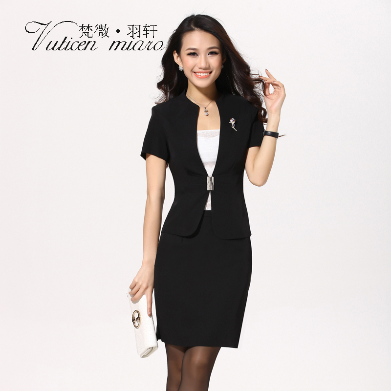 High quality work wear women's skirt fashion short-sleeve summer work wear uniform formal set