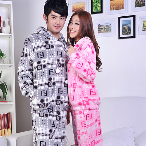 High quanlity coral fleece lovers night shirts coral fleece sleepwear set lounge