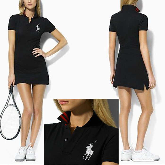 High Recommend women's mesh cotton short-sleeve tennis ball dress slim one-piece dress sports skirt