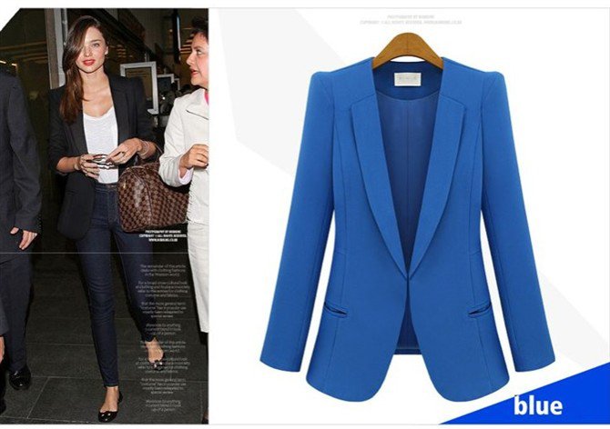 High street women conciseness blue career business suit winter coat/women long sleeve business blue mini jacket coat/