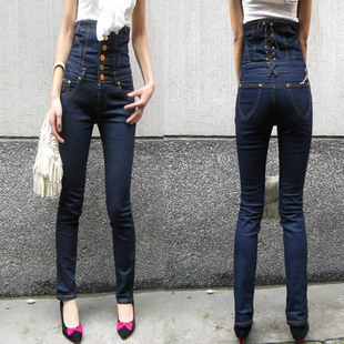 High waist jeans denim trousers female skinny pants female jeans trousers denim pants