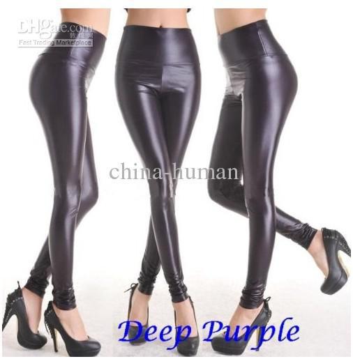 High Waist Leather Skinny Leggings Pants Tights Full Treggings free HK/china post 10pcs/lot