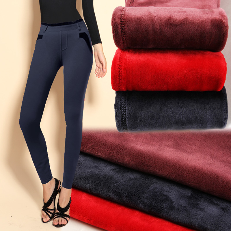 High waist legging autumn and winter female plus size slim elastic plus velvet thickening warm pants