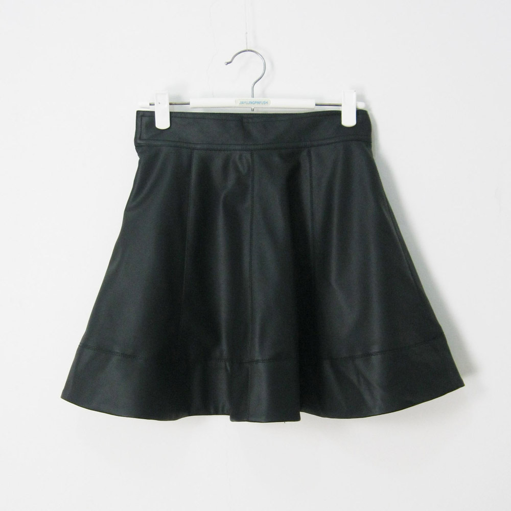 High waist vintage PU material leather expansion bottom a short skirt bust skirt waist skirt lining