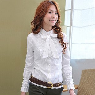 Hight quality 2011 summer new style ladies wear,princess bowknot lace  shirt  ,elegant ladies' shirt free shipping