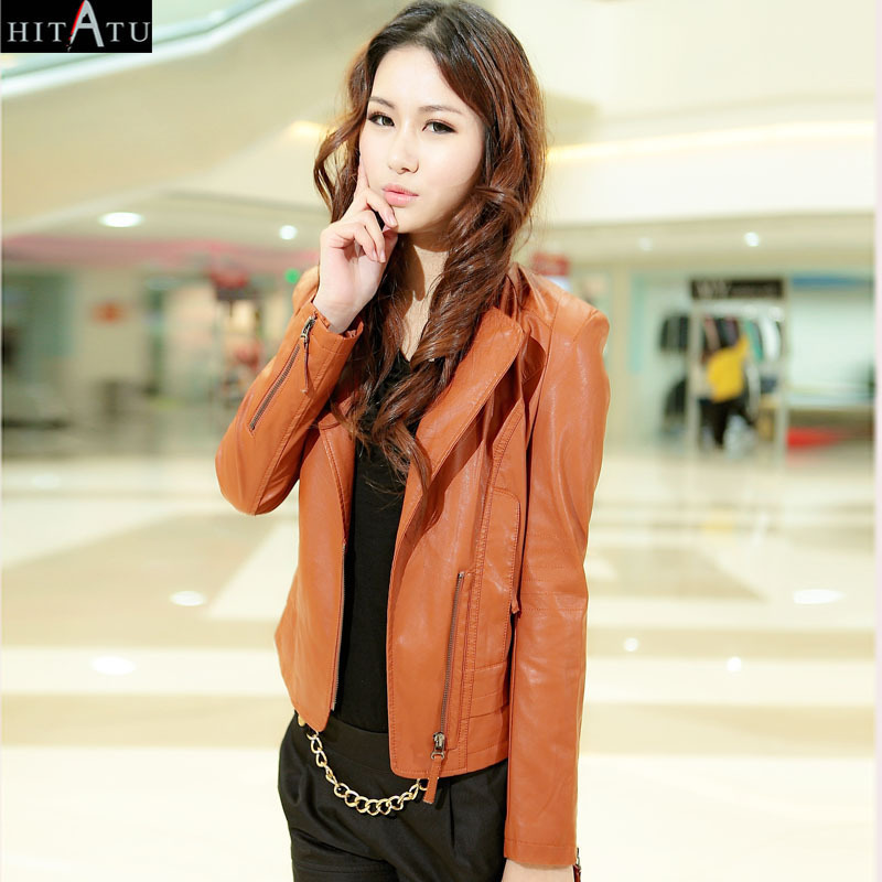 Hitatu 2012 autumn zipper PU clothing female small leather clothing short design female outerwear leather clothing 030