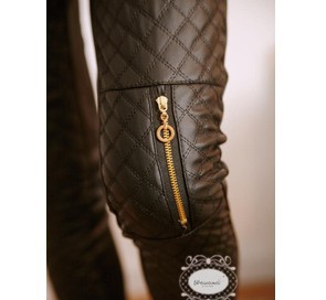 hk017  Korean the new autumn and winter lattice leather thickened Leggings pencil pants