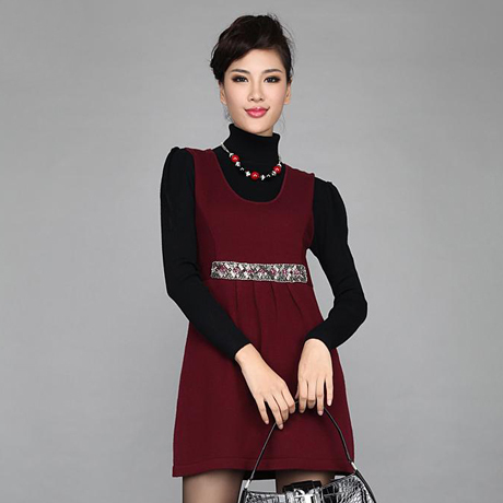 Hkk 2012 bead tank dress women's medium-long wool sweater 111635