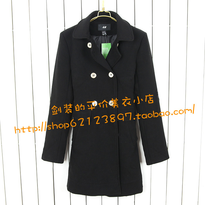 Hm Women double breasted gold button double skirt-pocket overcoat women's outerwear trench