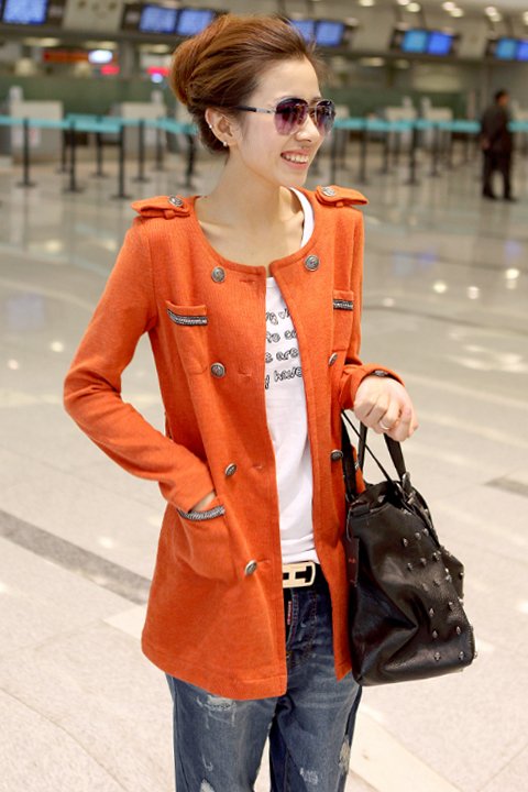 Holiday Sale 2012 Free shipping Fashion Womens O-Collar Single-breasted Wind Coat Outerwear B6030#