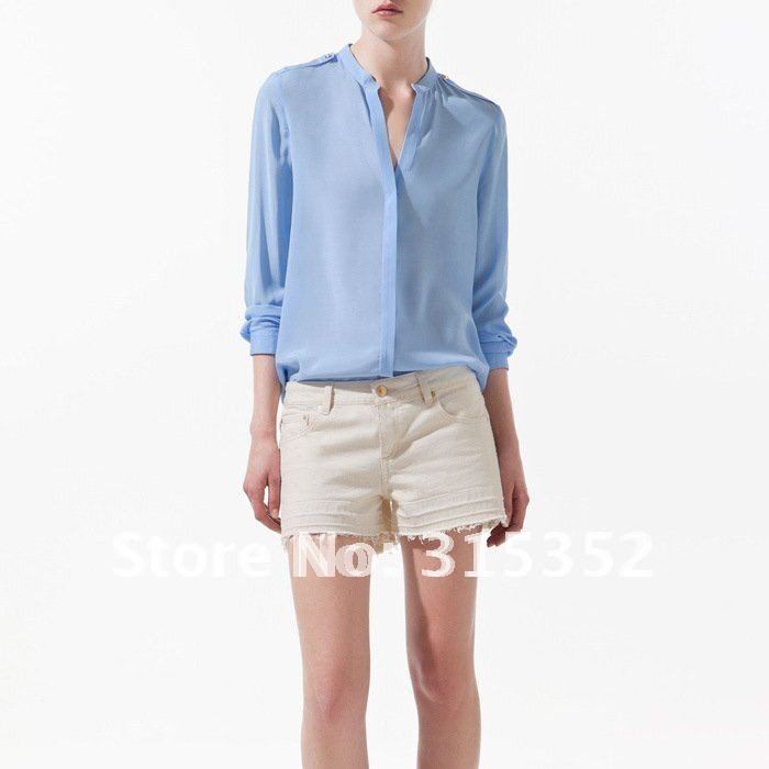 Holiday Sale 2012 New Arrival  Autumn Fashion Sexy Chiffon T- Shirts V-Neck Long Sleeves Casual T Shirts Blouse Four Color