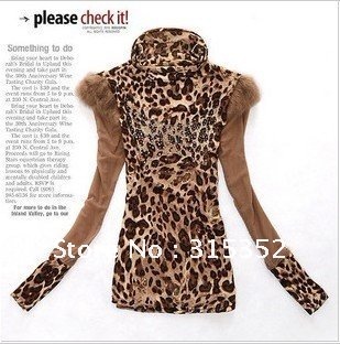 holiday sale 2012  New FashionCasual Cotton Printed Leopard Long--Sleeve Turtleneck Good Quality Casual   Women's Sweater