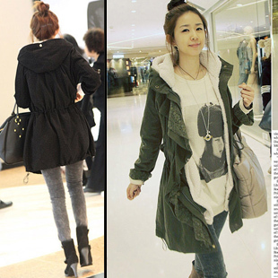 Holiday Sale 2012 Women's Double Layer Ruffle With A Hood Casual Thickening Wadded Jacket Long Outerwear 0814#