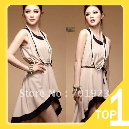 Holiday Sale 2013 fashion New Womens ladies' Sleeveless Vest Dress With Asymmetric Hem free shipping Y3565