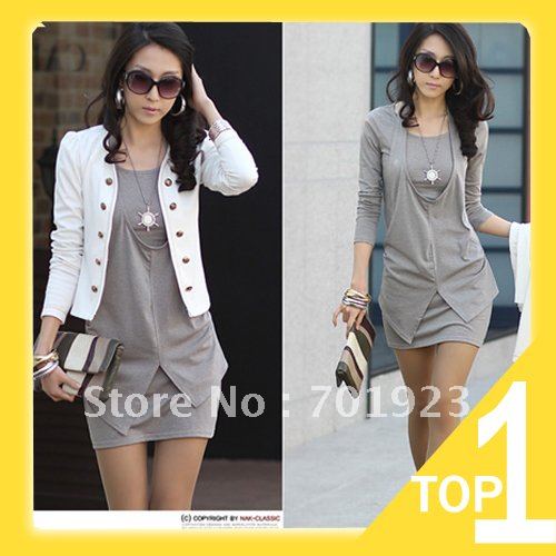 Holiday Sale 2013 FREE SHIPPING fashion strip taping slim fit long sleeve mini dress Y1084 (Drop shipping support!)