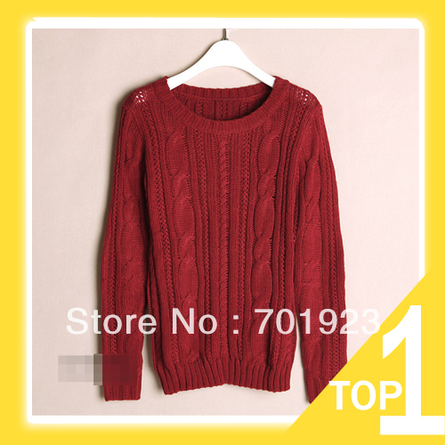 Holiday Sale 2013 New fall and winter elbow patch Women warm cannabis retro sweater Y2759