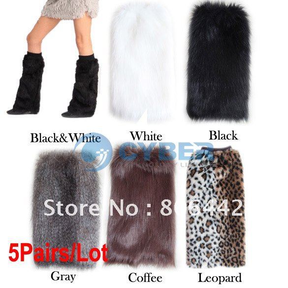 Holiday Sale 5Pairs/Lot 40cm Women Lower Leg Ankle Warmer Shoes Boot Sleeves Cover Multicolors Free Shipping 3415