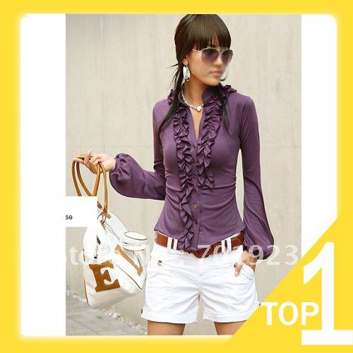 Holiday Sale Free shipping/Drop shipping 2013 Women's lantern Sleeve Fashion Shirt  Y3491