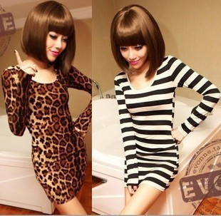 Holiday Sale FREE SHIPPING/DROP SHIPPING MINI CREW NECK LEOPARD MINI DRESS T-shirt  Primer shirt