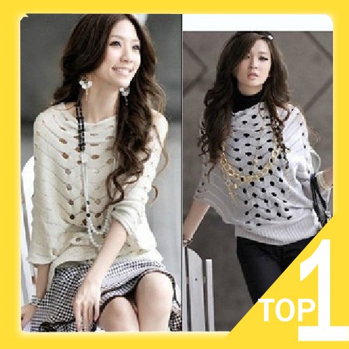 Holiday Sale FREE SHIPPING Korea Womens Openwork Knit Sweater Jumpers Poncho Y1045 (Drop shipping support!)