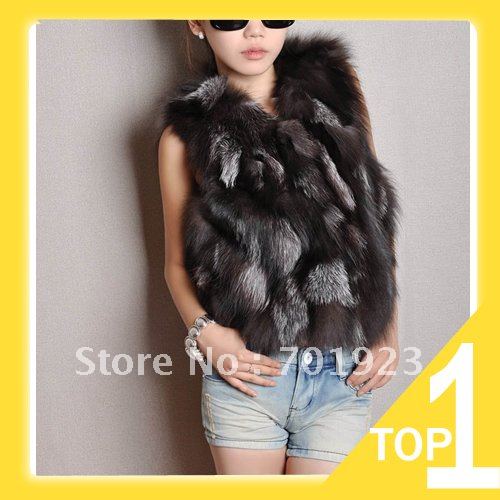 Holiday Sale Free shipping Lady Fashion Genuine Fox fur vest/Waistcoat Style Newest In Stock Hot selling Y2653