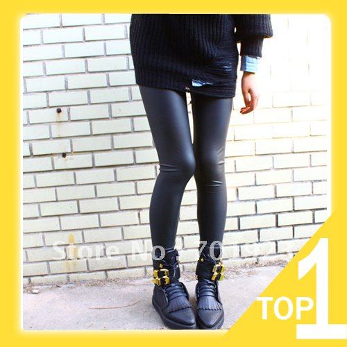 Holiday Sale Free shipping tall waist inferior smooth imitation leather pants render tight pencil leather pants Y2692