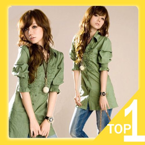 Holiday Sale New arrived ladies' fashion blouses green top shirt  Y0028 (Drop shipping support!)