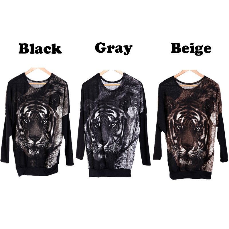 holiday sale!! New Stylish Women's Jumper Tiger Print Sweater Pullover Batwing Knitwear Casual Tops , Free Shipping Dropshipping