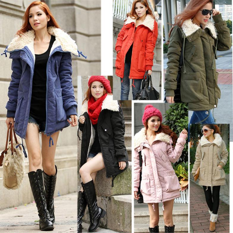 holiday sale!! New Winter Women's Lady Fleece Parka Coat Zip Overcoat Long Jacket Warm 6 Colors ,Free Shipping Dropshipping