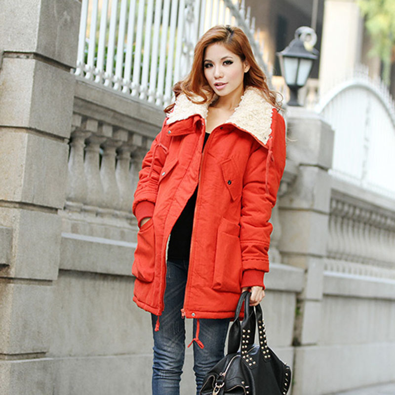 holiday sale!! New Winter Women's Lady Fleece Parka Coat Zip Overcoat Long Jacket Warm Red ,Free Shipping Dropshipping Wholesale