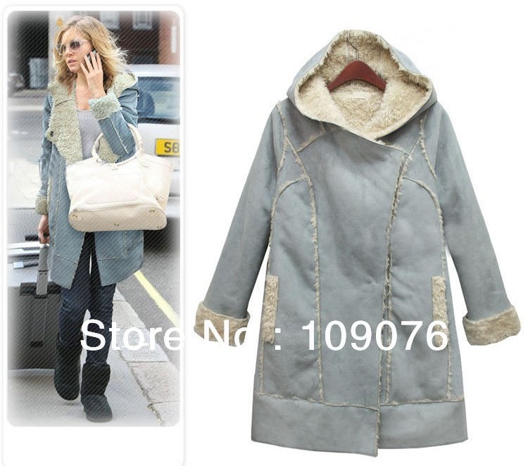 Holiday sale! winter warm long style women's lambs wool trench  pea coat outwear