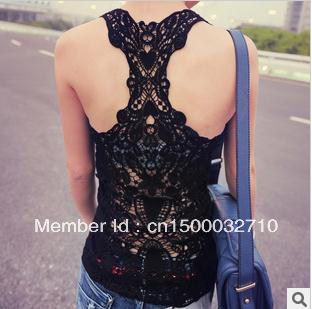 Hollow out crochet lace vest woman