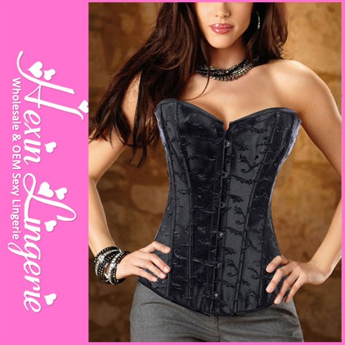 [Holloween Costumes Frctory Dropship] Black Elegant Lady Sexy Embroidery Corset Top for women LB4452 Size S M L XL 2XL