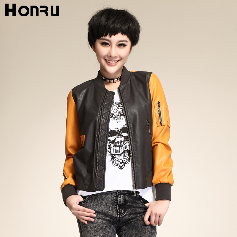 Honru2012 autumn women's fashion casual outerwear slim PU small leather clothing female stand collar jacket