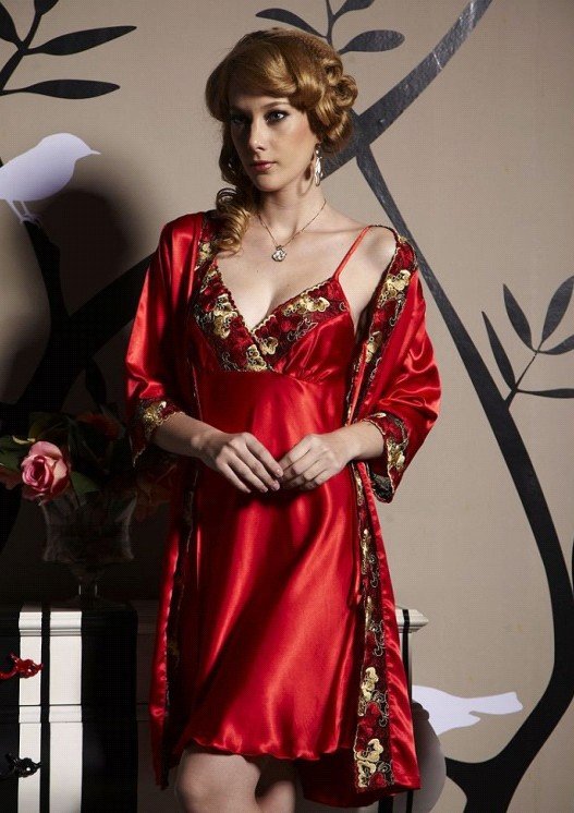 HOT ! 2011 Brands real/pure silk wowen's/ladies' pajamas /women Night gown/night robe ,Free shipping&Dropshipping