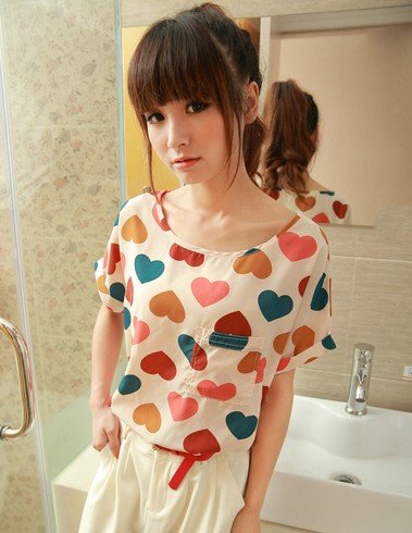 Hot 2012 Free Size women bat-wing sleeve Blouse Chiffon Shirt,Japan style plus size women clothing,summer Chiffon blouses women