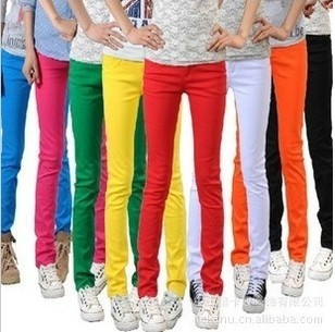 hot 2013 fashion sale!! Factory wholesale candy color jeans pants candy color pencil pants