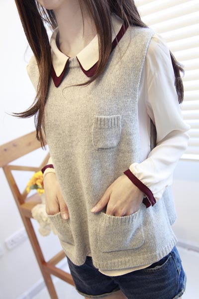 Hot!2013 plain loose casual all-match loose knitted vest sweater