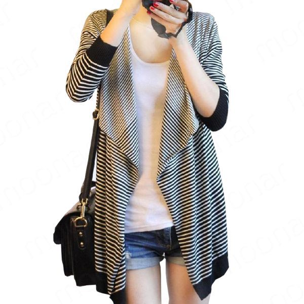 Hot Casual Irregular Coat Jackets Black Strips Long-sleeved Ruffle Jacket  For Women Fashion Upper Garment Free Shipping E0960