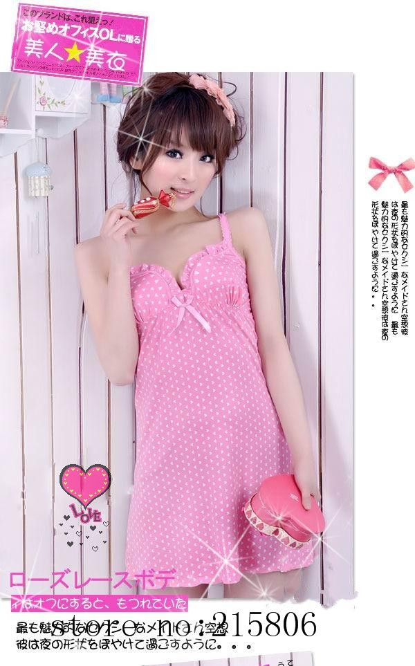 Hot Charming Sexy Sheer Chiffon Tie Bra Bowknot Dress Pajamas Sleepwear -pink 6903