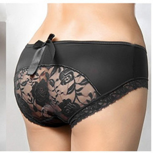 Hot + Cheapest !!! Free Shipping Wholesale 3pcs/Lots Slik Floral Bow Sexy PP Transparent Briefs  Women