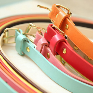 Hot! fashion all-match PU leather blank Belts women's candy color thin belt strap, 10pcs/lot support for mixed batch