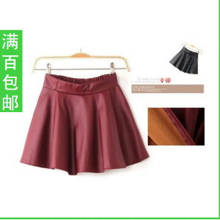 Hot fashion elegant elastic waist PU expansion skirt fluffy short skirt leather skirt bust skirt